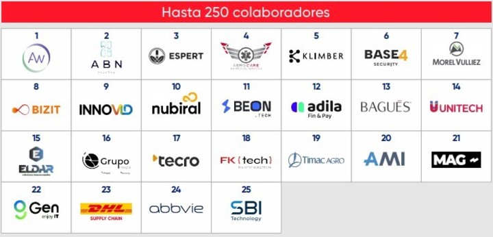 Hasta 250 colaboradores