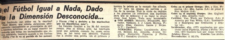 La segunda parte de la cobertura del diario Crónica del empate entre Los Andes y Almagro en 1976.