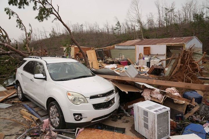 Wayne Couny fue una de las zonas con consecuencias más graves por el temporal en Estados Unidos. Foto AP