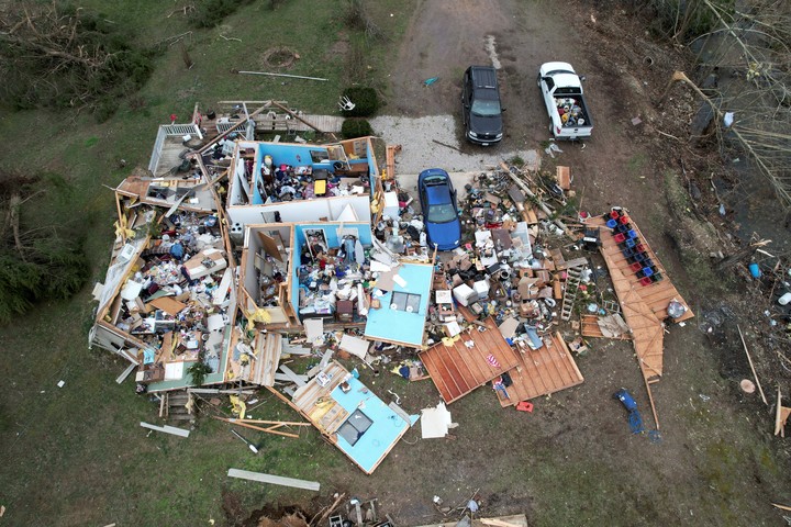 Destrucción total por el temporal en Estados Unidos. Foto AP