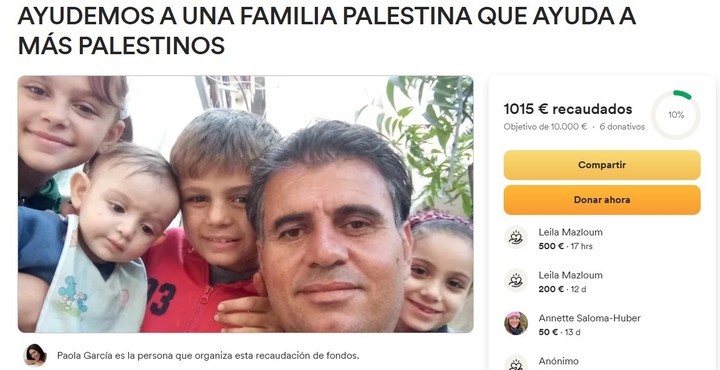 La campaña de ayuda en gofundme.com. Foto: captura