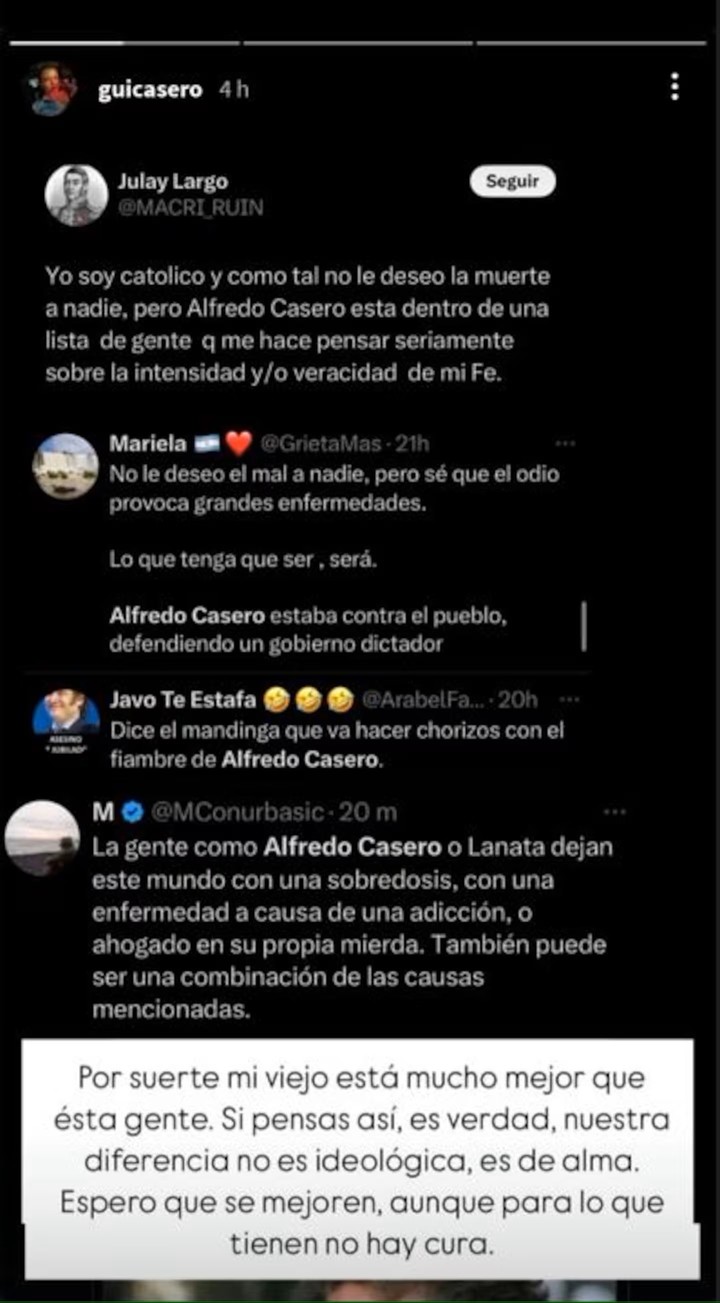 Las críticas a Alfredo Casero mientras se encuentra en un estado de salud delicado. Foto: Instagram