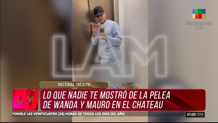 Mauro Icardi aparece hablando por teléfono con la China. Foto: Captura TV