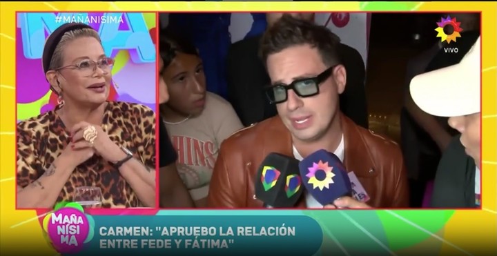 Carmen Barbieri dijo que le gusta la pareja que hacen Fede Bal y Fátima Florez. Captura TV