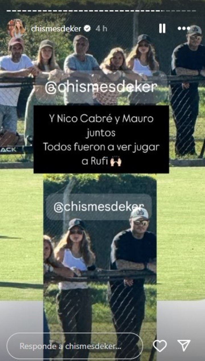 La China Suárez con Mauro Icardi en el partido de hockey de su hija, Rufina.