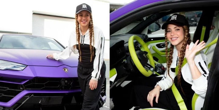 Shakira muestra el Lamborghini que fue parte de la promoción de su gira internacional Las mujeres ya no lloran. 