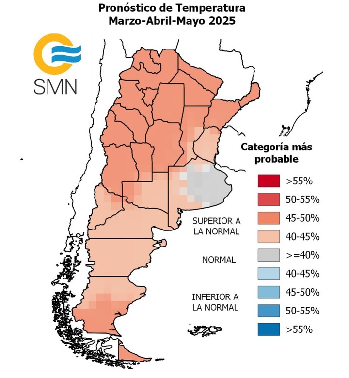 La tendencia de temperaturas en todo el país entre los meses de marzo y mayo anunciada por el SMN.