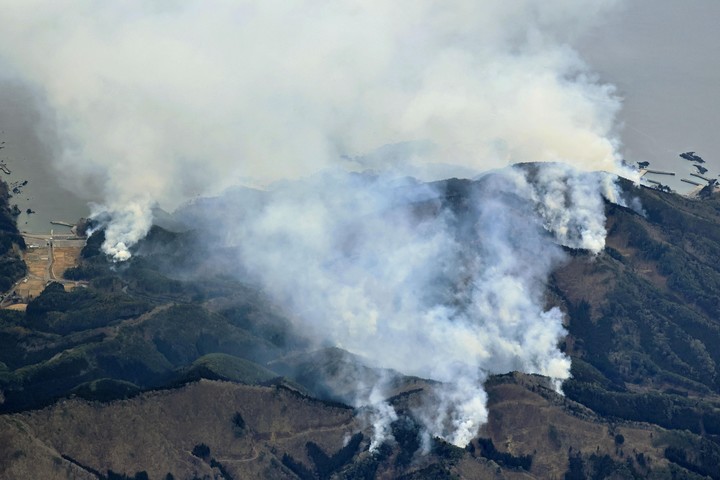 El fuego afecta la ladera de una montaña en Ofunato, Japón. Foto: Reuters