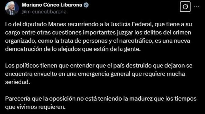 "Dejá de apretar fiscales y jueces por redes": durísimo cruce entre un diputado del bloque de Facundo Manes y el ministro Mariano Cúneo Libarona