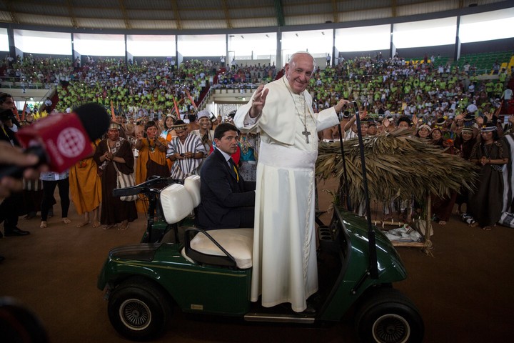 El papa Francisco, en su visita a Puerto Maldonado, en Perú. Foto AP