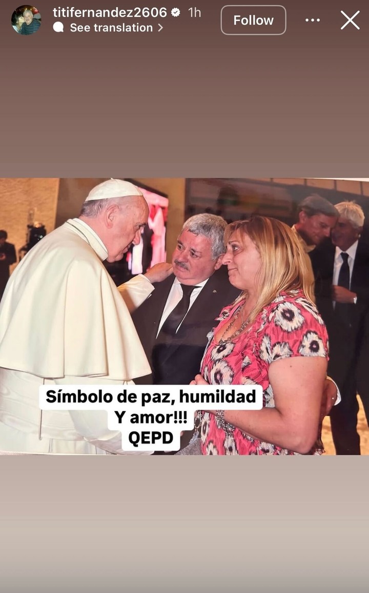 Tití Fernández recordó el día que conoció al papa Francisco. Foto: Instagram