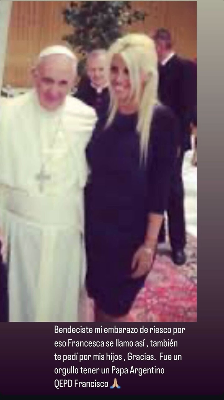 Wanda Nara reveló que su hija Francesca se llama así en honor al Papa. Foto: Instagram