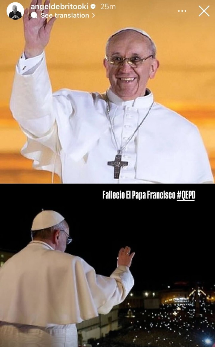 Ángel de Brito comunicó el fallecimiento de Jorge Bergoglio. Foto: Instagram