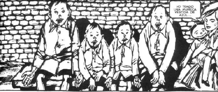 Viñeta de "La gallina degollada", de Alberto Breccia con guion de Carlos Trillo, basado en el cuento de Horacio Quiroga.