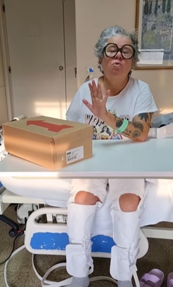 Madame Papin se mostró desde la habitación de la clínica donde se encuentra internada.