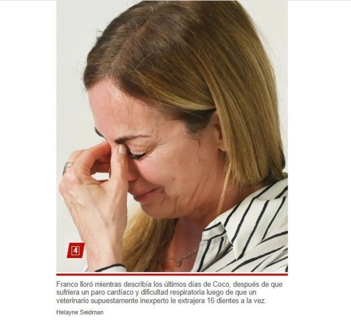 Fabiana Franco, la dueña del perro muerto, demandó a la veterinaria. Foto Publicación de The New York Post