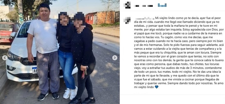El posteo de la hija del camionero Carlos Alberto Almirón (54), fallecido en un choque en la ruta 3, cerca de San Miguel del Monte.