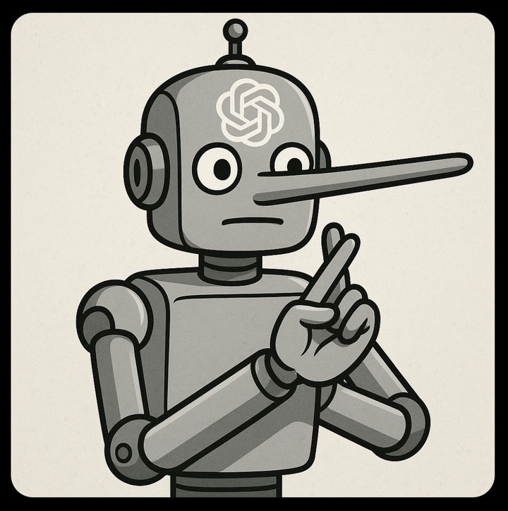 Autorretrato hecho por ChatGPT ante la consulta de cómo sería su imagen cuando responde falsedades.
