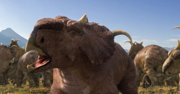 El Pachyrhinosaurus tenía cuernos distintivos de estilo unicornio (Caminando con dinosaurios/BBC Studio).