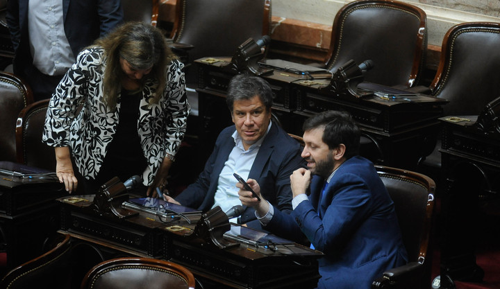 Facundo Manes junto a Pablo Juliano en el recinto de Diputados. Foto: Federico López Claro.