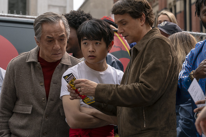 Jackie Chan, el joven Ben Wang y Ralph Macchio: la historia sin fin. Foto Sony/UIP