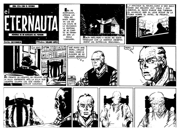 La historieta original comienza en el chalet de Oesterheld en Beccar.