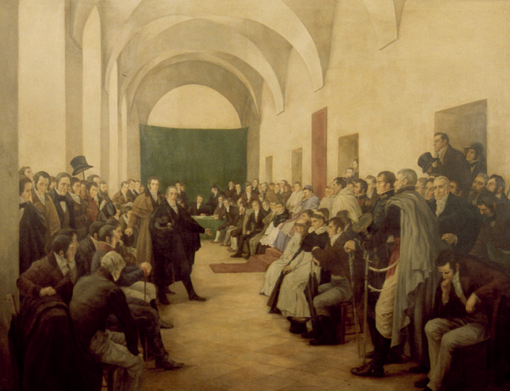 Hace 215 años, Belgrano, Castelli, Paso y otras figuras de nuestra Patria se reunían en cabildo abierto a exigir la separación del virrey Sobremonte. Hoy sus descendientes piden que protejan su legado. Pintura histórica de Pedro Subercaseaux.




GENIOS-ZIP-
