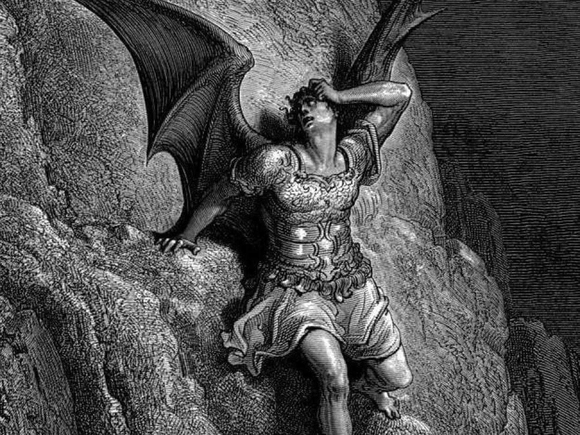 Representación de "Satán, el antagonista" por el pintor francés Gustave Doré para el poema El paraíso perdido, de John Milton.