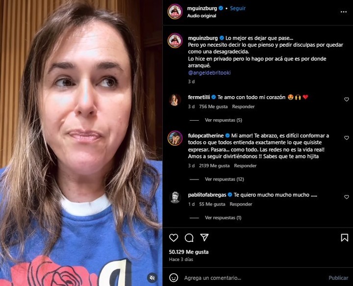La comediante compartió su descargo a través de su cuenta oficial en Instagram.