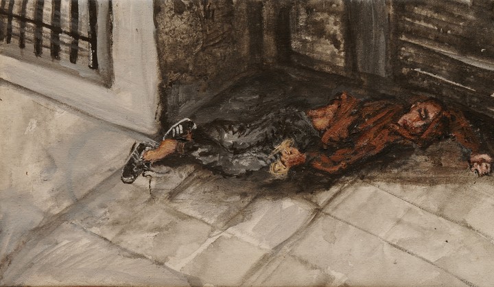 Sin título n° 1. De la serie “Cartoneros”, 2002. Acrílico sobre tela. 18 x 31 cm.