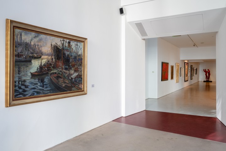 Benito Quinquela Martín (1890-1977) Escena de trabajo en la muestra Icónicos, la exposición que abrió sus puertas en la galería Maman Fine Art, con curaduría de Patricia Pacino. Foto: gentileza.