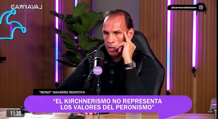 Navarro Montoya dijo estar desencantado con el kirchnerismo por su forma de gobernanza. Captura Carnaval Streaming.