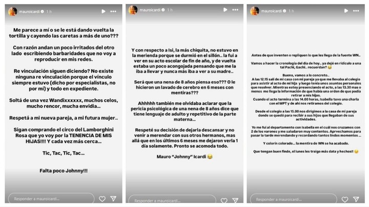 Mauro Icardi cruzó a Wanda Nara por los exabruptos hacia la China Suárez en medio de la conflictiva revinculación con sus hijas.