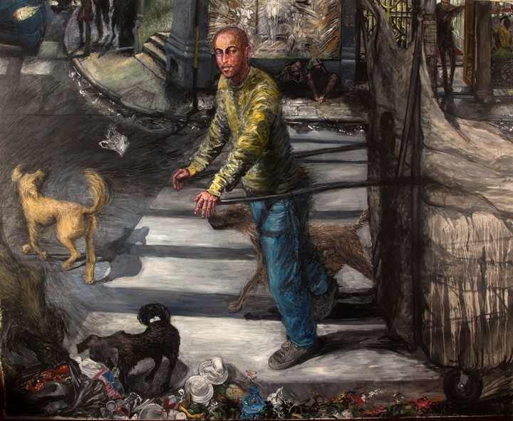 “Amores perros”, 2011. Acrílico sobre tela. 200 x 250 cm.