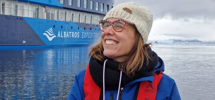Valeria Schapira durante un viaje a la Antártida. Foto: gentileza.