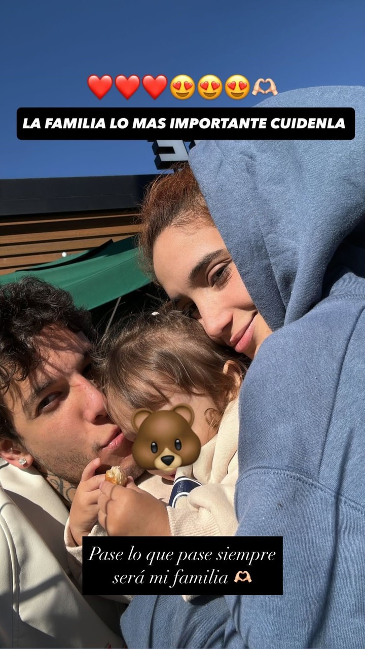 El encuentro Melody Luz y Alex Caniggia con la hija de ambos que habría despertado los celos del novio de ella, Santiago del Azar. Foto: Instagram.