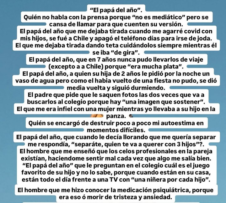 El descargo de La China contra Vicuña. Instagram.