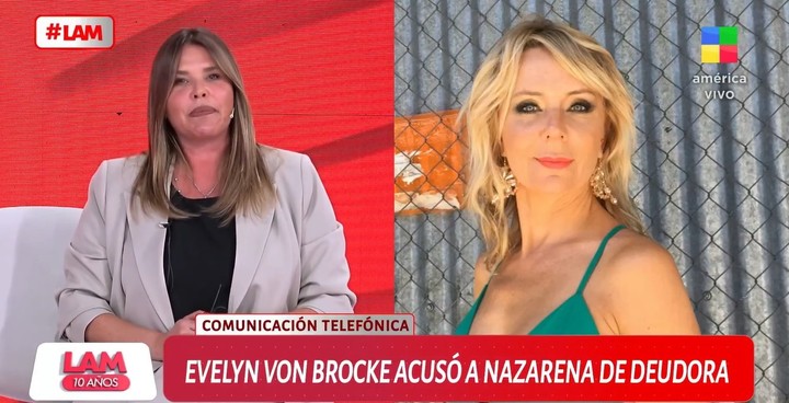 Nazarena Vélez cruzó a Evelyn Von Brocke tras acusarla de deberle dinero. | Foto: América TV