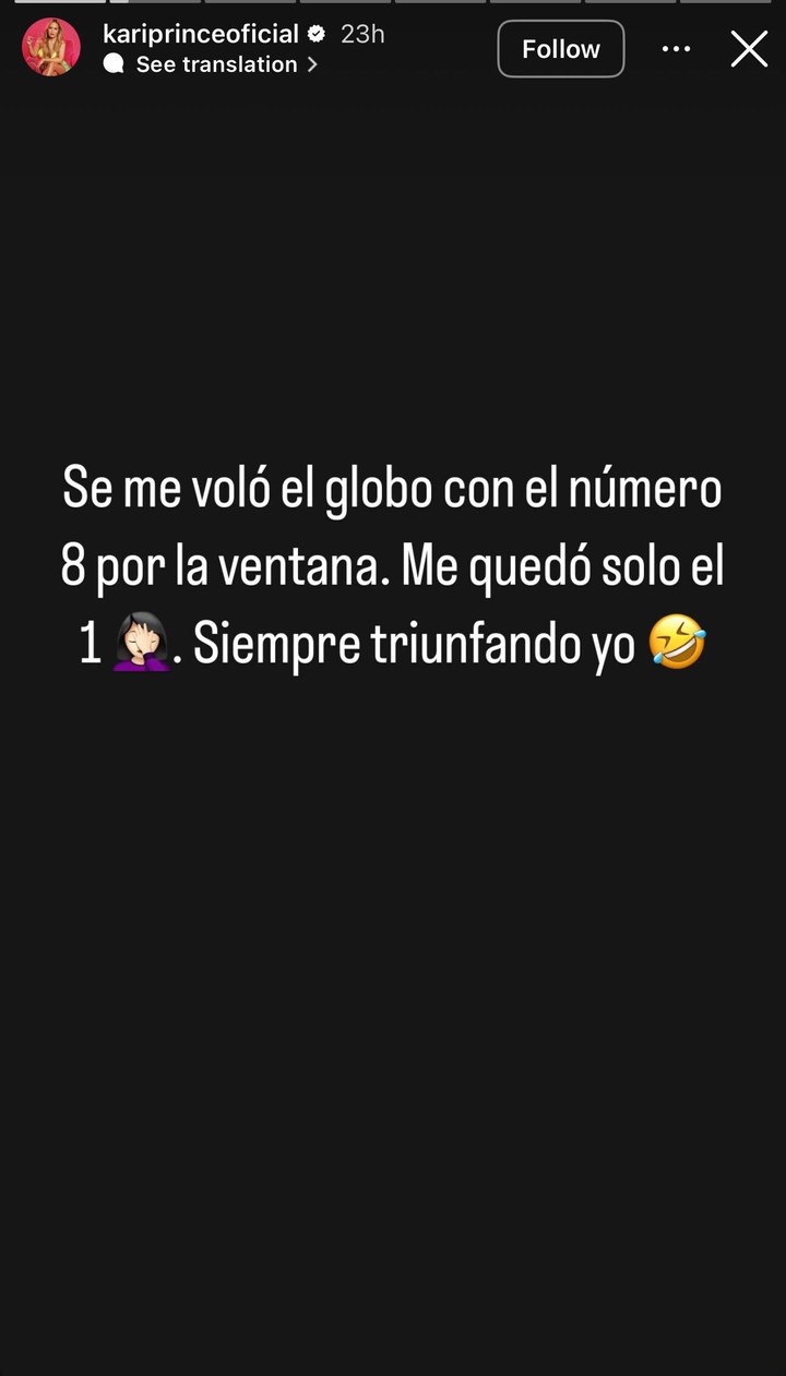 El blooper de Karina el el cumpleaños de su hija. Foto: Instagram