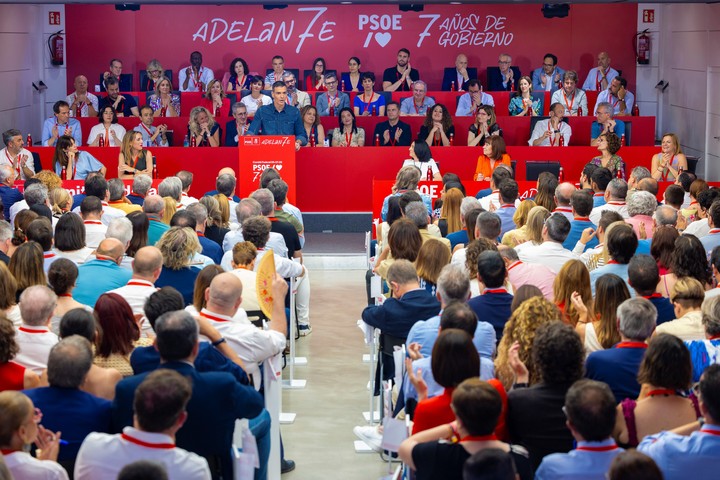 Pedro Sánchez habla este sábado ante el Comité Federal del PSOE, este sábado en Madrid. Foto: EFE