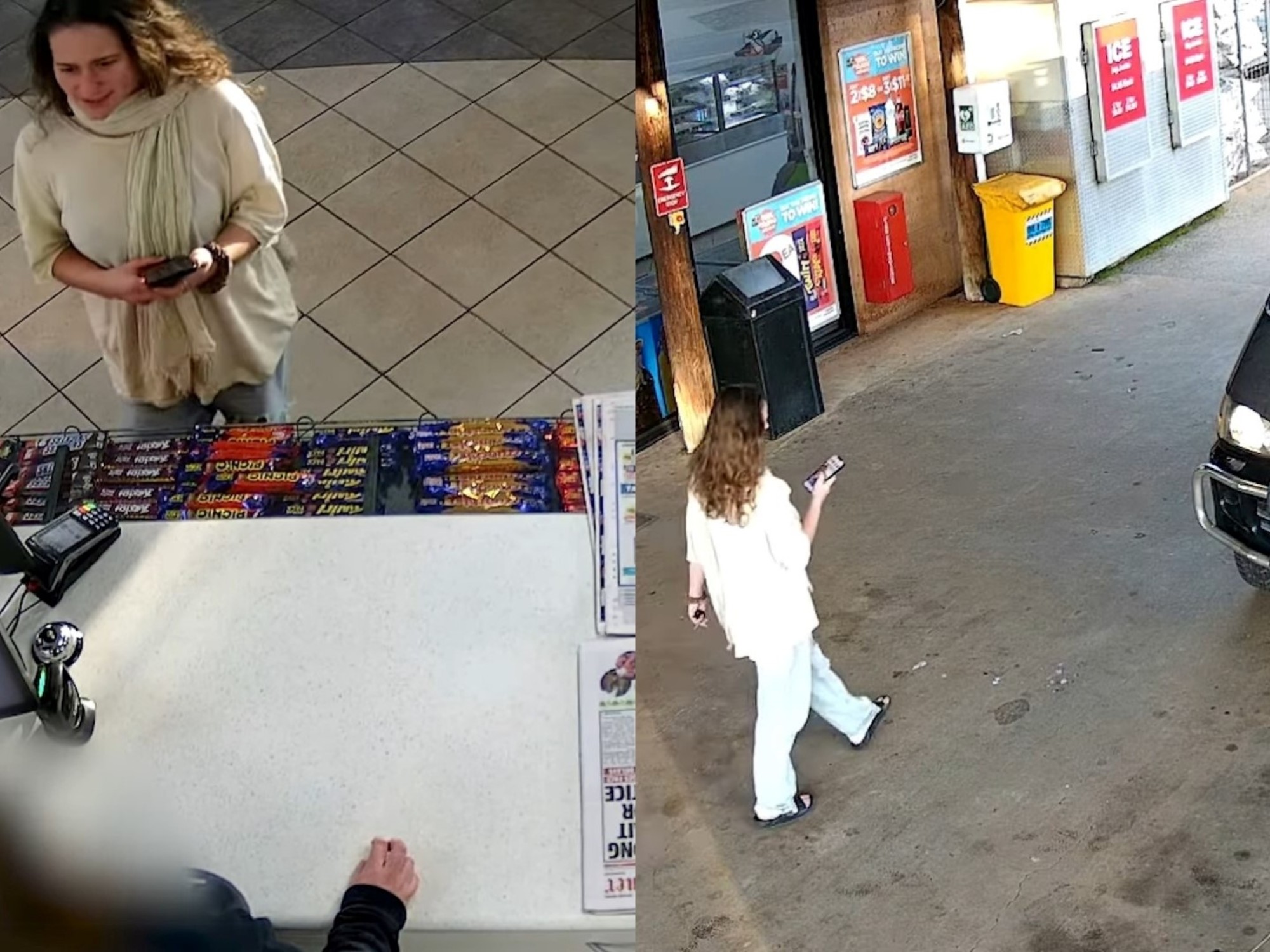 Carolina Wilga fue captada por las cámaras de seguridad de una estación de servicio el 29 de junio. Foto: Policía de Australia Occidental.
