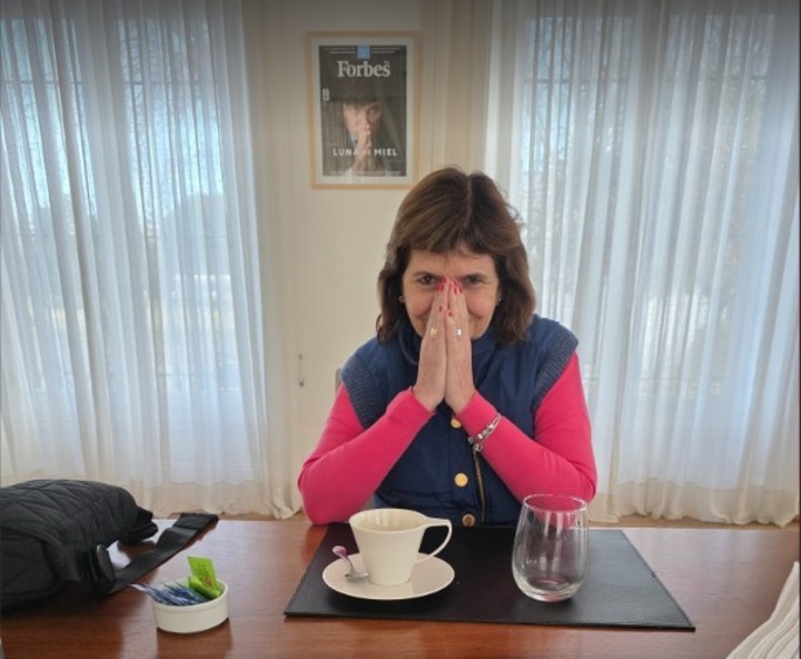 Patricia Bullrich, en el desayuno con Milei, hace dos semanas, en Olivos.