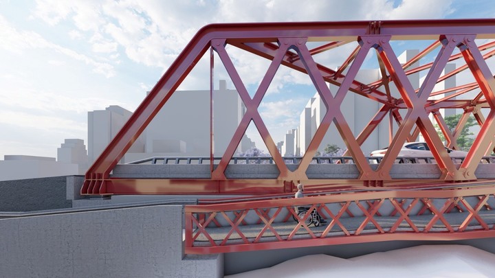 Imagen simulada de la nueva estrcutura que quieren instalar en el puente Soler-Ciuddad de la Paz.