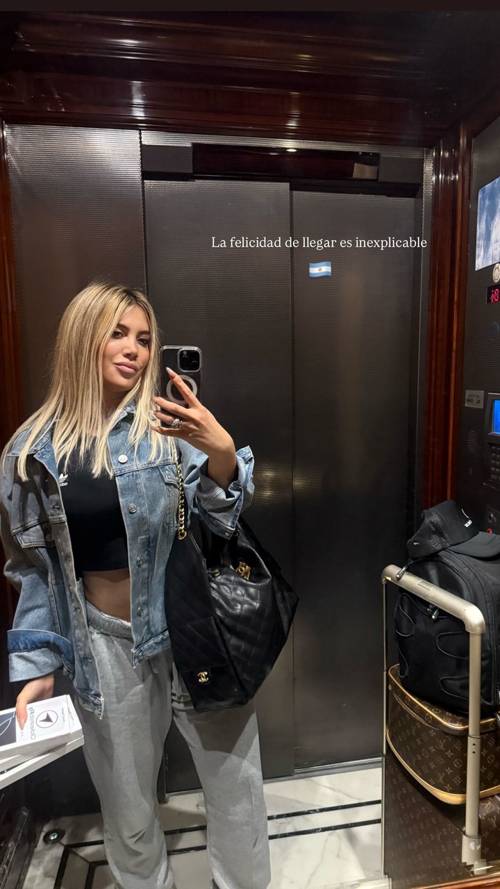 Wanda apareció en sus redes luego de llegar a Argentina. Foto: Instagram