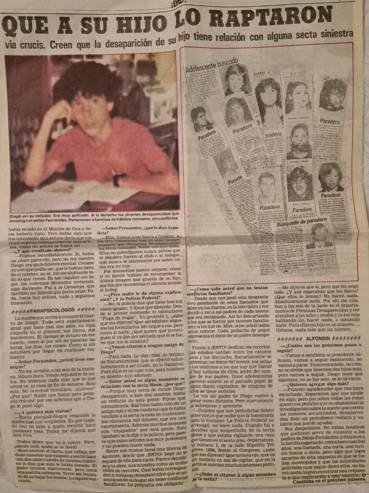 La entrevista de los padres de Diego con la revista ¡Esto! en mayo de 1986.