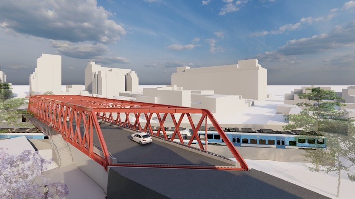 Imagen simulada de la nueva estrcutura que quieren instalar en el puente Soler-Ciuddad de la Paz.